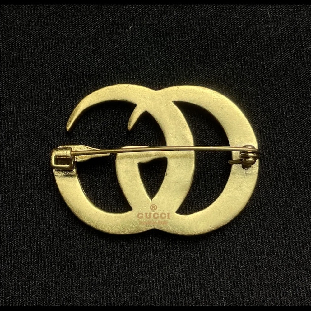 Gucci Gold Brooch with Pink and Blue Crystals - Picture 9 of 9